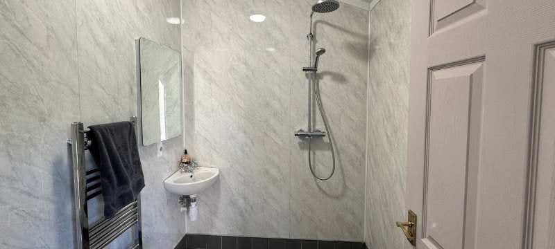 The downstairs shower room at Penclogwynau.